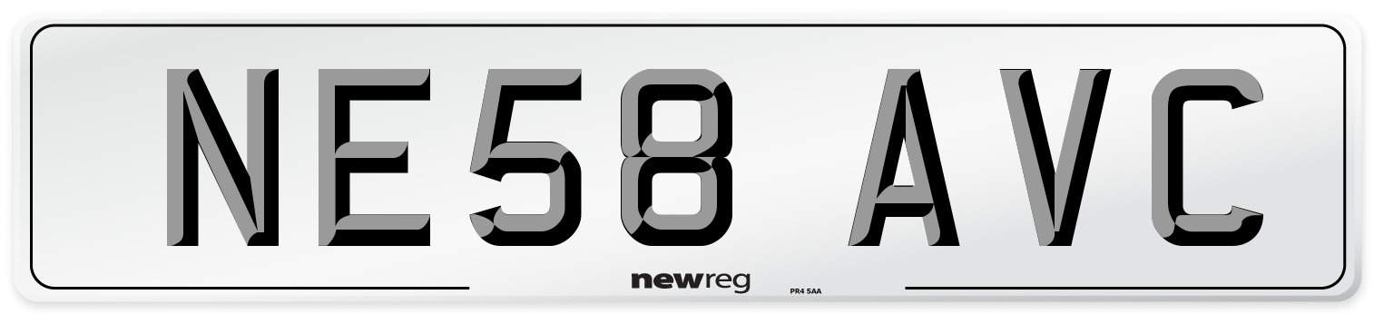 NE58 AVC Number Plate from New Reg